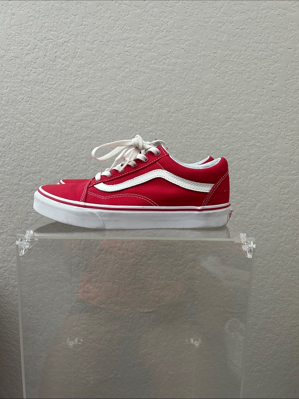 Red Canvas Skate Shoe with White Stripe